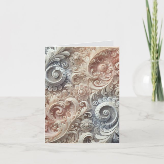 Elegant Gradient Pastel Lace Pattern Note Card (Front)