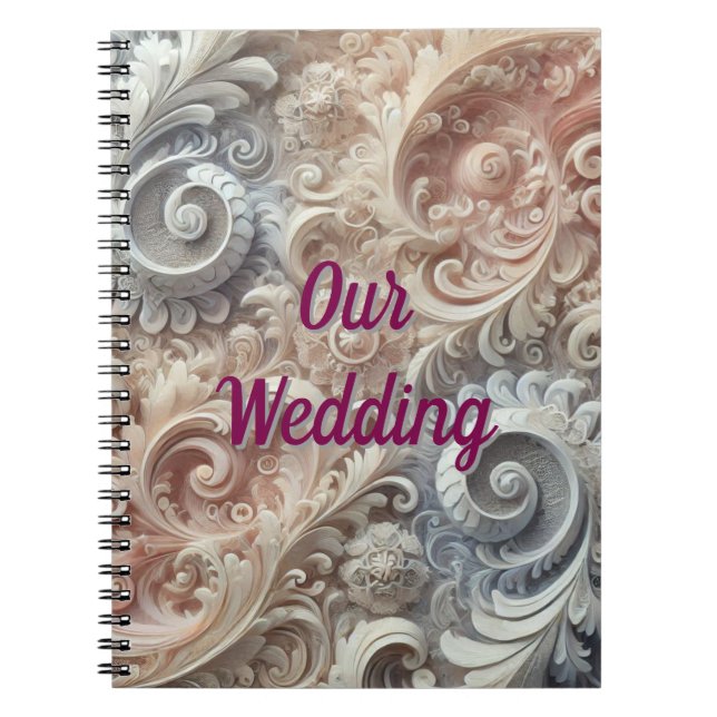 Elegant Gradient Pastel Lace Pattern Notebook (Front)