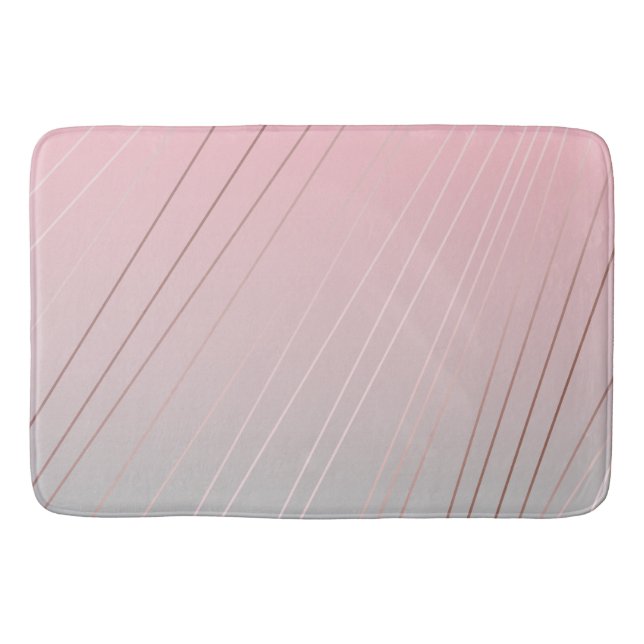 Elegant gradient pink grey pattern rose gold bath mat (Front)