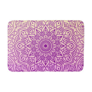 Elegant Gradient Purple Peach Mandala Pattern Bath Mat