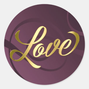 Elegant Gradient Swirls Gold Love Classic Round Sticker
