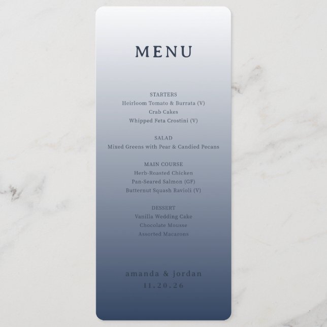 Elegant Gradient Wedding Menu (Front)