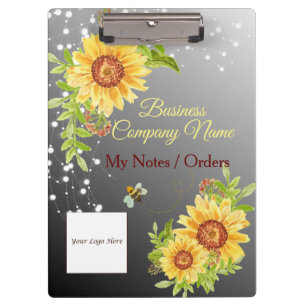 Elegant Gradient Yellow Sunflower Custom Business Clipboard