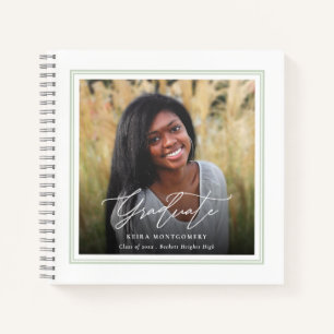 Elegant Graduate 2 Photo Square Guest Graduation Notebook