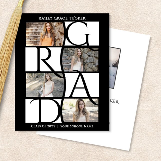 Elegant Graduate 5-Photo Black & White Graduation (Creator Uploaded)