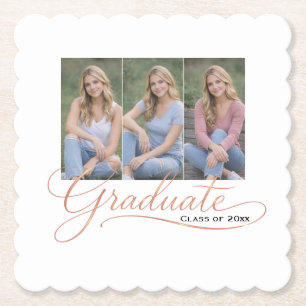 Elegant Graduate Celebration Design Paper Coaster