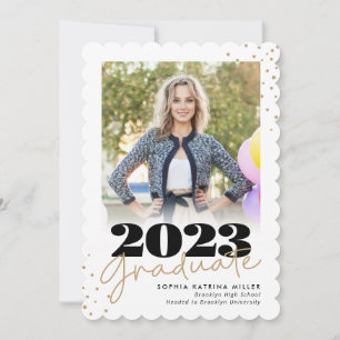 Elegant Graduate Class Gold Dots Photo Graduation Announcement