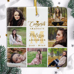 Elegant Graduate Custom 7 Photo Collage Graduation Ceramic Ornament<br><div class="desc">Celebrate your graduate with our elegant and modern photo collage graduation ornament - the perfect way to commemorate your special day! This simple yet stunning keepsake features space for seven personalised photos, along with your name and school year for a truly personalised touch. Whether you're celebrating a high school, college,...</div>