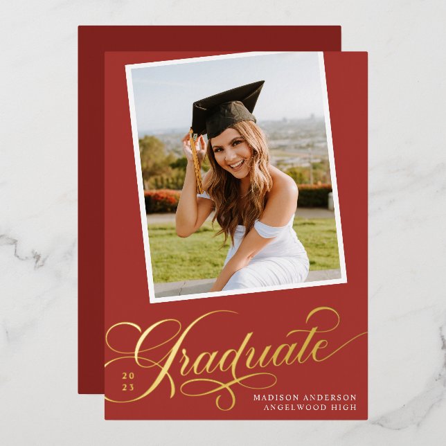 Elegant Graduate | Foil Graduation Announcement (Front/Back)