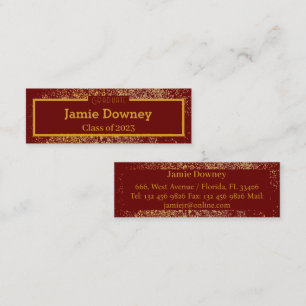 Elegant Graduate Gold & Red Wine Name Card