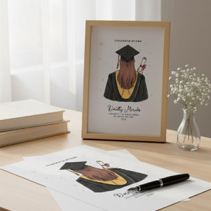 Elegant Graduate Illustration Name Degree Year Canvas Print