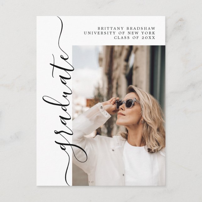 Elegant Graduate Name Class of Photo Graduation  Postcard (Front)