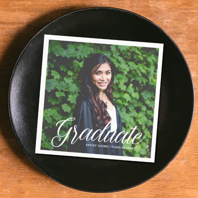 Elegant Graduate Photo 2025 Graduation Party Napkin (Creator Uploaded)