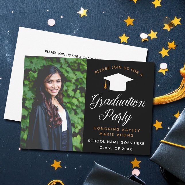 Elegant Graduate Photo 2026 Black Graduation Party Invitation (Creator Uploaded)