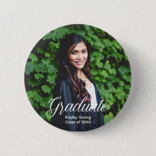 Elegant Graduate Photo Personalised Graduation 6 Cm Round Badge
