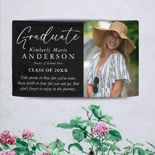Elegant Graduate Photo & Quote Graduation Banner