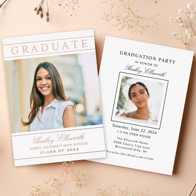 Elegant Graduate Rose Gold Photo Graduation Party (Creator Uploaded)