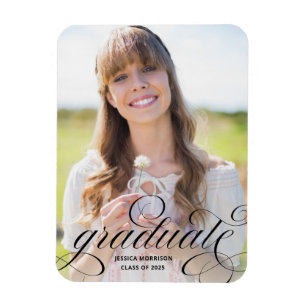 Elegant Graduate Script Photo Grad Announcement Magnet