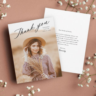 Elegant Graduate Script Photo Graduation Thank You Card