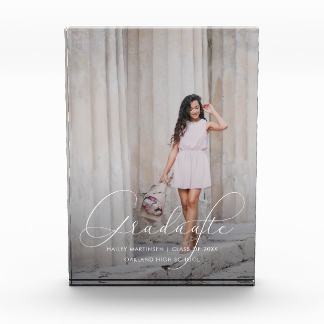 Elegant Graduate Script with Photo Block (Front)