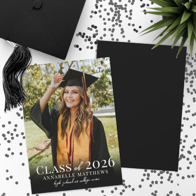 Elegant Graduate Simple Photo Graduation Announcement (Elegant Graduate Simple Photo Graduation Announcement)