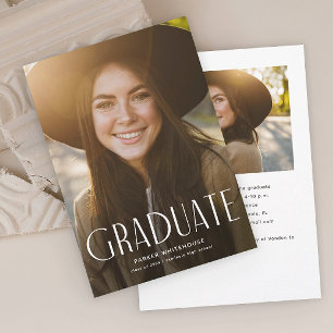 Elegant Graduate Typography Photo Graduation Invitation
