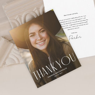 Elegant Graduate Typography Photo Graduation Thank You Card