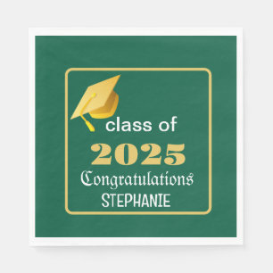 Elegant Graduation 2025 Blue Gold Personalised  Napkin