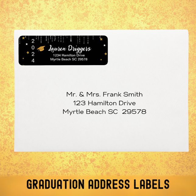 Elegant Graduation Address Year Glitter Return   Label (Creator Uploaded)