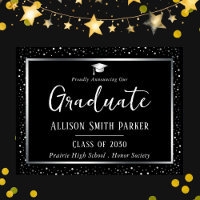 Elegant Graduation Announcement Black and Silver