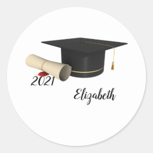 Elegant Graduation Cap , Diploma  Classic Round Sticker