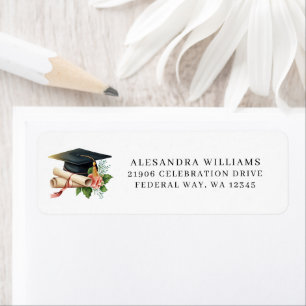 Elegant Graduation Cap & Diploma Return Address Label