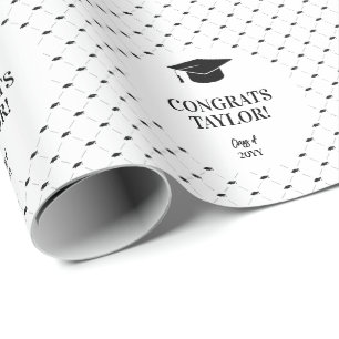 Elegant Graduation Cap Personalized Wrapping Paper