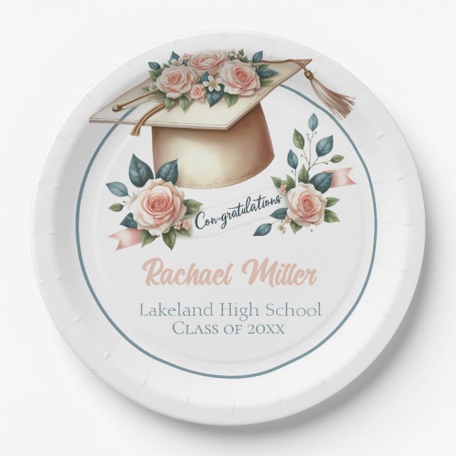 Elegant Graduation Celebration Design Paper Plate (Front)