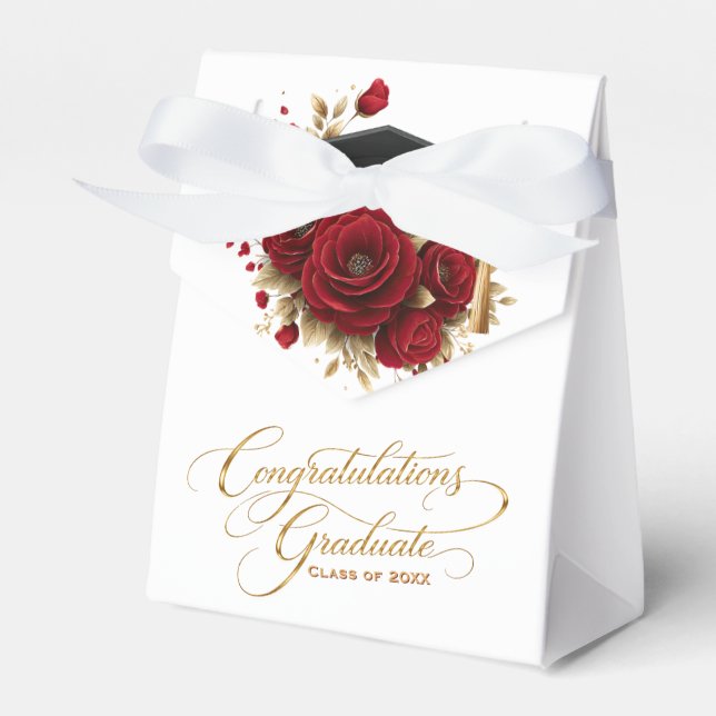 Elegant Graduation Celebration • Gold Script  Favour Box (Front Side)