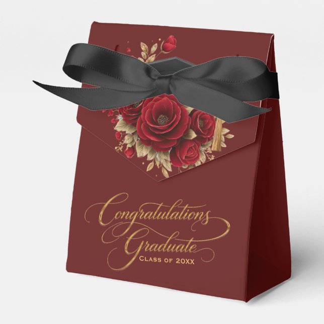 Elegant Graduation Celebration • Gold Script  Favour Box (Front Side)