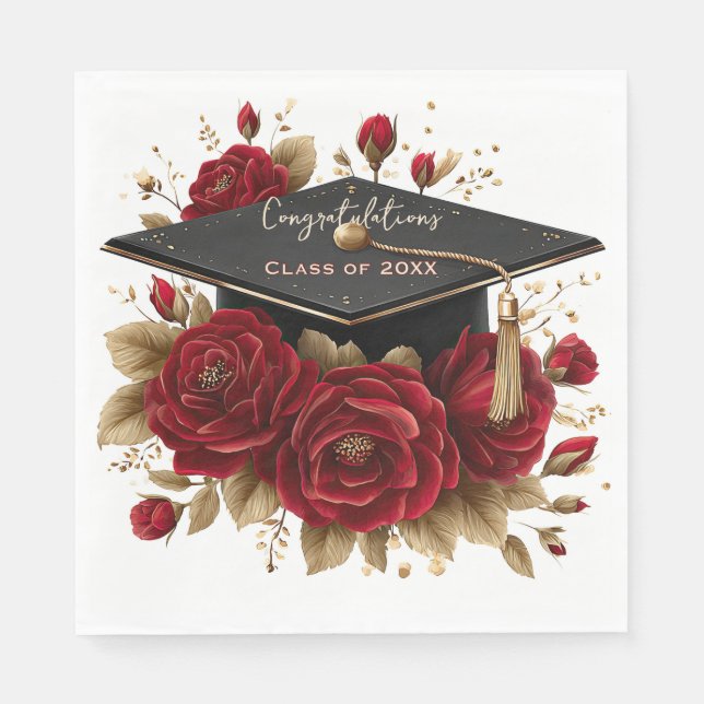 Elegant Graduation Celebration • Gold Script  Napkin (Front)