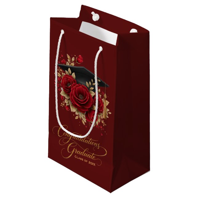 Elegant Graduation Celebration • Gold Script  Small Gift Bag (Front Angled)