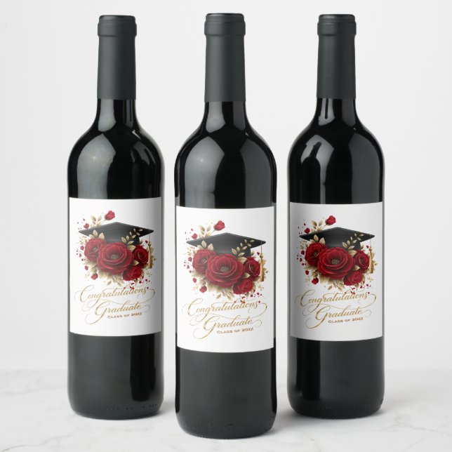 Elegant Graduation Celebration • Gold Script  Wine Label (Bottles)