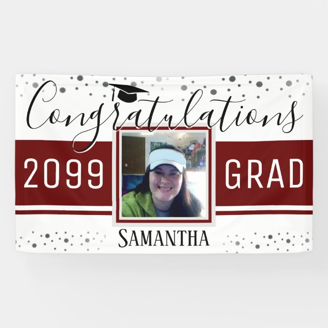 Elegant Graduation Congratulations Photo Wine Banner (Horizontal)