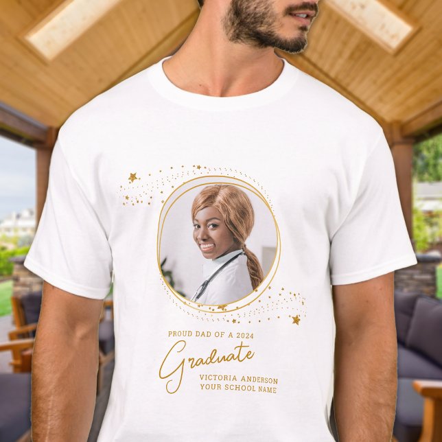 Elegant Graduation Custom Chic Graduate Gold Photo T-Shirt (Creator Uploaded)