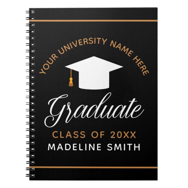 Elegant Graduation Custom Graduate Keepsake Notebook (Front)