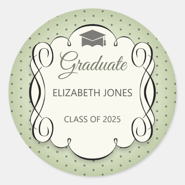 Elegant Graduation Design Classic Round Sticker (Front)