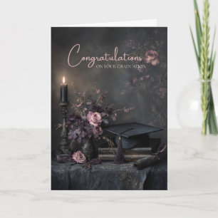 Elegant Graduation Floral Moody Dark Romantic Card