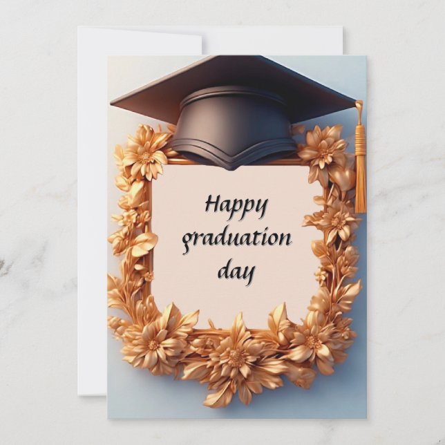 Elegant Graduation Frame with Mortarboard Invitation (Front)