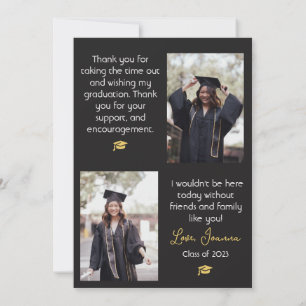 Elegant Graduation gold Cap Thanks Script Photo Th Thank You Card