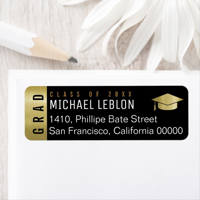 Elegant Graduation Graduated Name Return Address Label (Insitu)