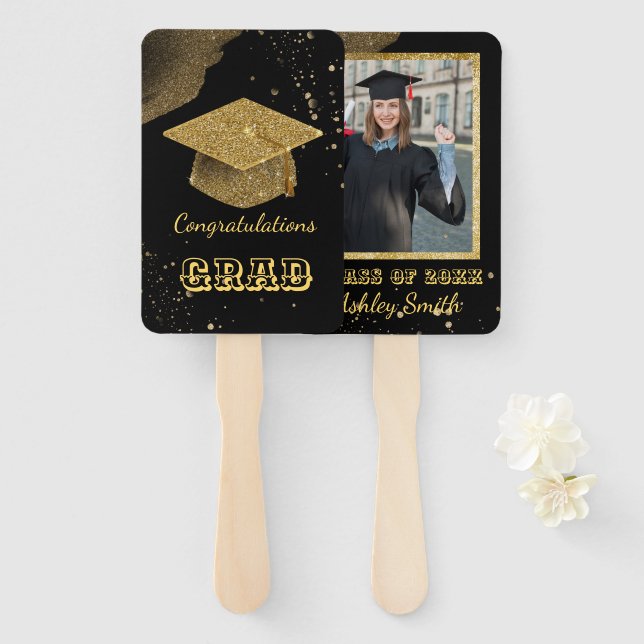 elegant Graduation Hand Fan (Front and Back)