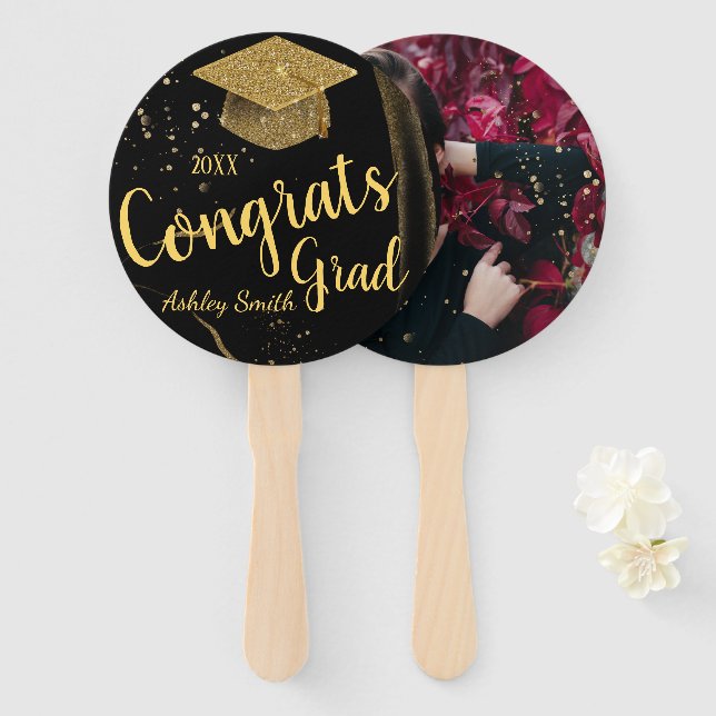 elegant Graduation Hand Fan (Front and Back)