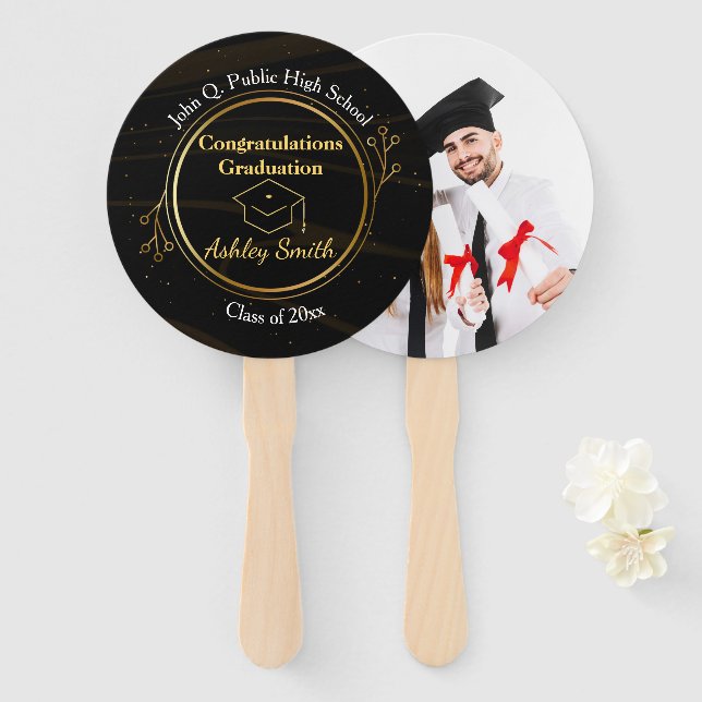 elegant Graduation Hand Fan (Front and Back)